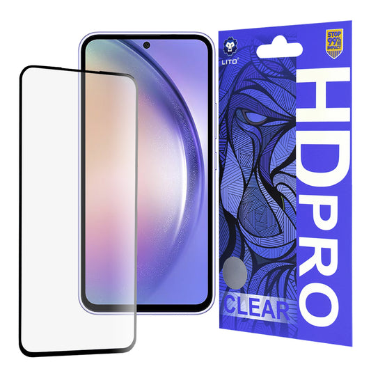 Lito HD Pro Clear Displayschutzfolie für Samsung Galaxy A54 A546, gehärtetes Glas, Vollkleber, Schwarz