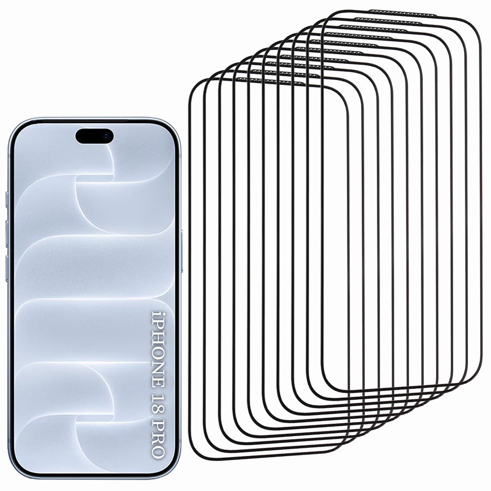 Pellicola protettiva per schermo Lito HD Pro per Apple iPhone 18 Pro / 17 Pro, vetro temperato, adesivo integrale, set da 10 pezzi, nera