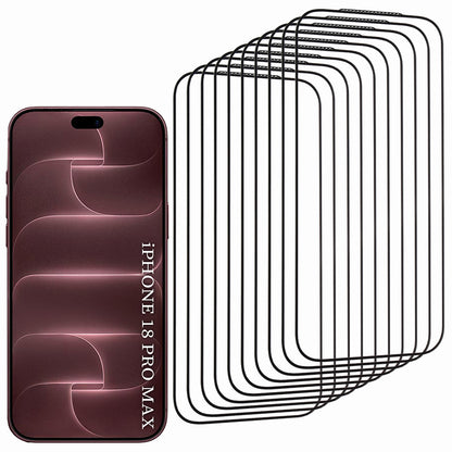 Lito HD Pro Displayschutzfolie für Apple iPhone 18 Pro Max / 17 Pro Max, gehärtetes Glas, vollflächig klebend, 10er-Set, Schwarz