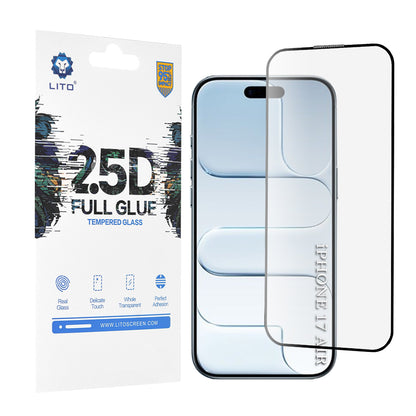 Film de protection d'écran Lito pour Apple iPhone 17 Air, Verre Trempé, Full Glue, 2.5D, Noir