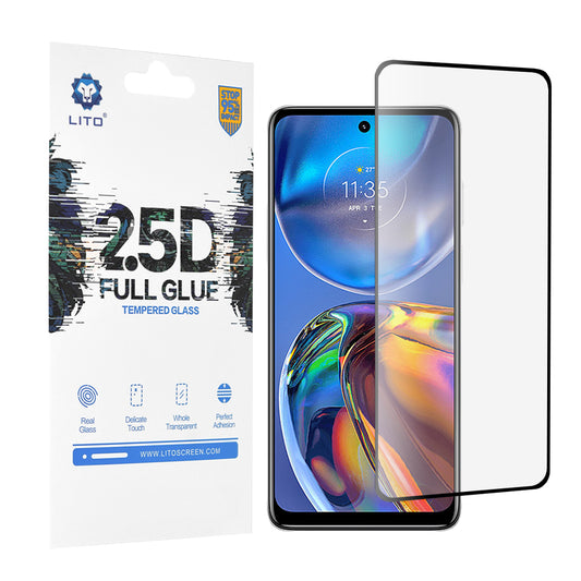 Lito Displayschutzfolie für Motorola Moto E32s / E32, gehärtetes Glas, Full Glue, 2.5D, Schwarz