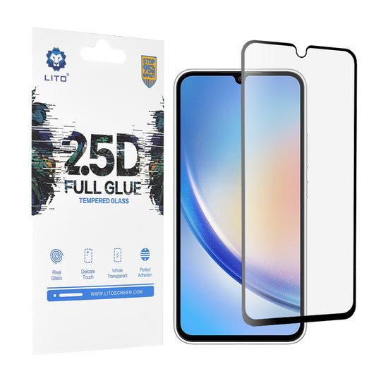 Pellicola protettiva per schermo Lito per Samsung Galaxy A34 A346, Vetro temperato, Full Glue, 2.5D, Nero