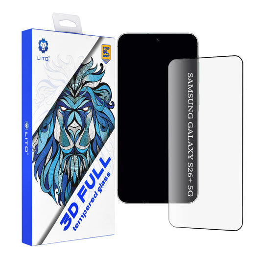 Film de protection d'écran Lito pour Samsung Galaxy S26 Plus, Verre Trempé, Full Glue, 3D, Noir