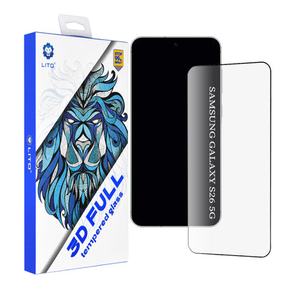 Lito Screen Protector for Samsung Galaxy S26, Tempered Glass, Full Glue, 3D, Black
