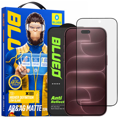 Protection d’écran Matte Blueo Anti-Reflective HD pour Apple iPhone 18 Pro Max, verre trempé, adhésif intégral, noir