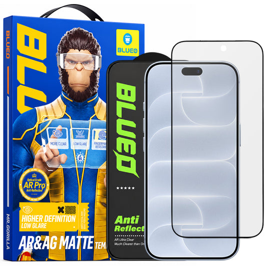 Blueo Matte Anti-Reflective HD Displayschutzfolie für Apple iPhone 18 Pro, gehärtetes Glas, Full Glue, Schwarz
