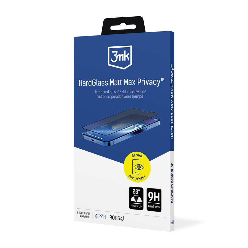 Matte Privacy Screen Protector 3MK HardGlass Max for Apple iPhone 17 Air, Tempered Glass, Full Glue