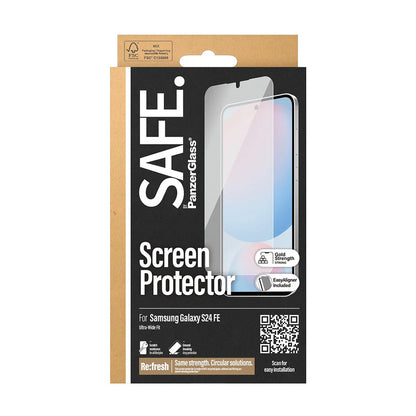 Pellicola Protettiva Schermo PanzerGlass Safe. Ultra-Wide Fit EasyAligner per Samsung Galaxy S24 FE S721, Vetro Temperato, Full Glue