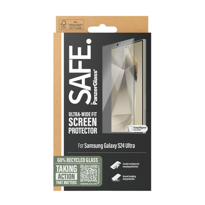 Film de protection d'écran PanzerGlass Safe. Ultra-Wide Fit EasyAligner pour Samsung Galaxy S24 Ultra S928, Verre Trempé, Full Glue, Noir