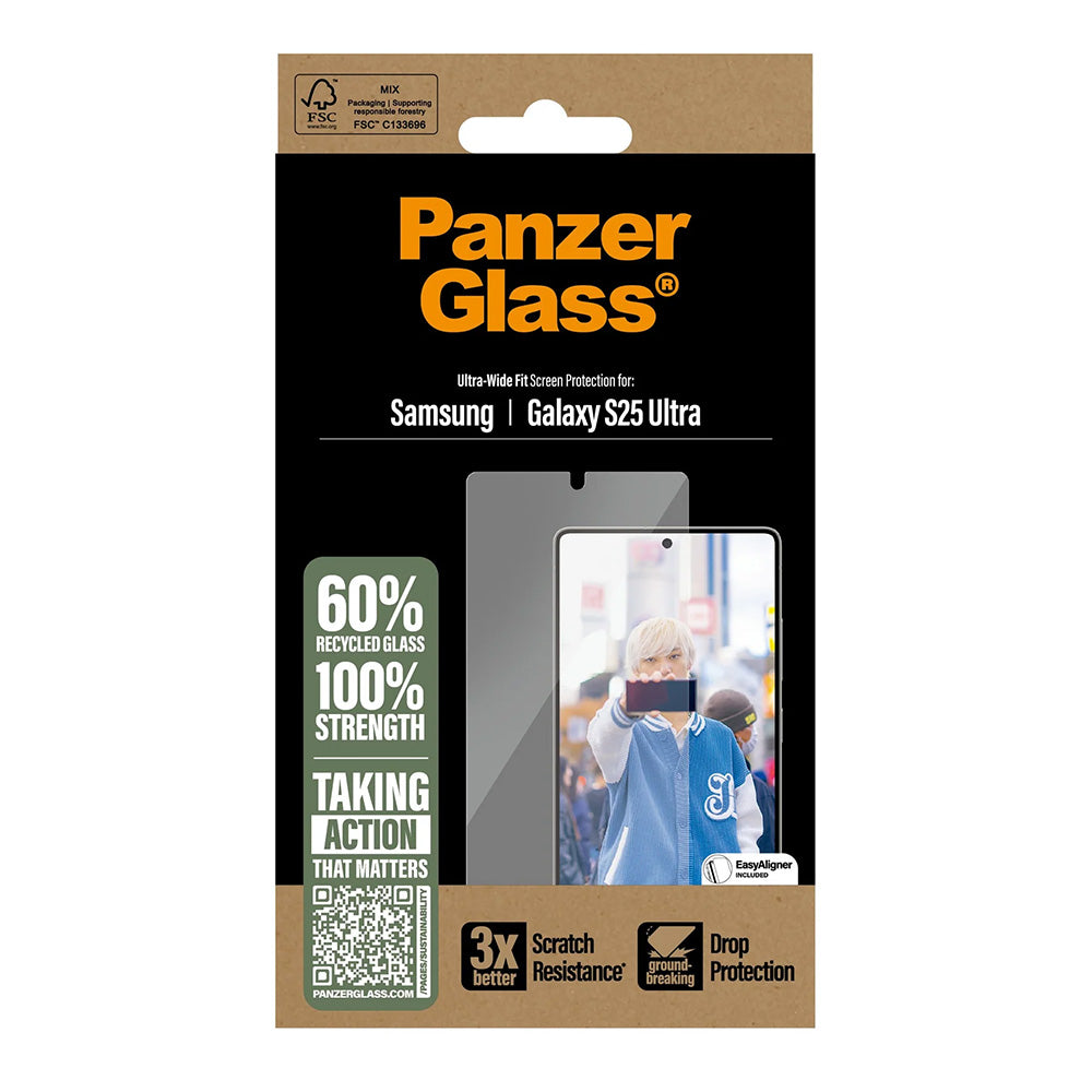 Pellicola Protettiva Schermo PanzerGlass Ultra-Wide Fit per Samsung Galaxy S25 Ultra S938, Vetro Temperato, Full Glue