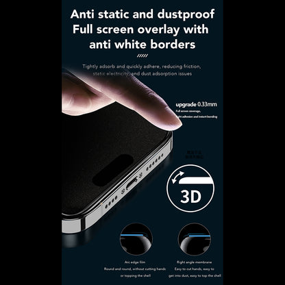 Pellicola protettiva per schermo Privacy Anank 1X Rinforzata 360 per Apple iPhone 16 Pro, Vetro Temperato, Colla Completa, 2.5D