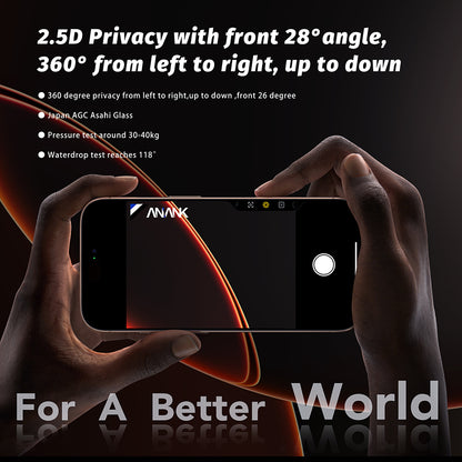 Schutzfolie Ecran Privacy Anank 5X Reinforced 360 für Apple iPhone 17 Pro Max, Gehärtetes Glas, Full Glue, 2.5D