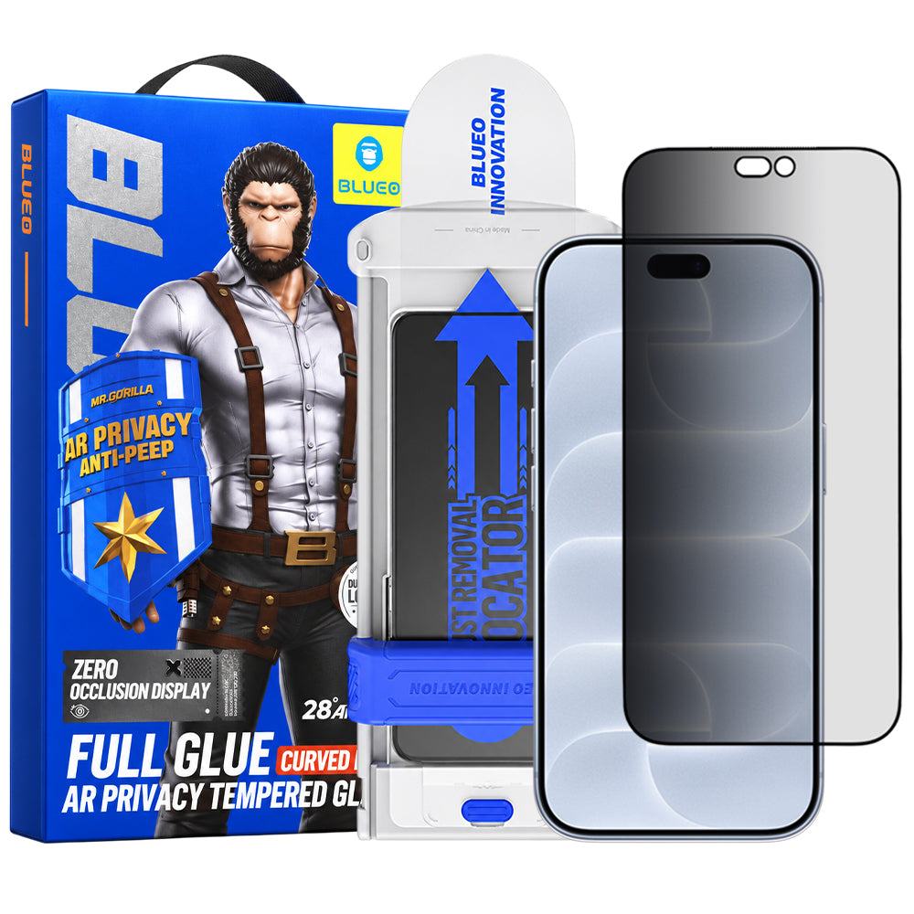 Blueo Privacy Anti-Peep AR Applicator Pro Displayschutzfolie für Apple iPhone 18 Pro, gehärtetes Glas, Full Glue, 3D