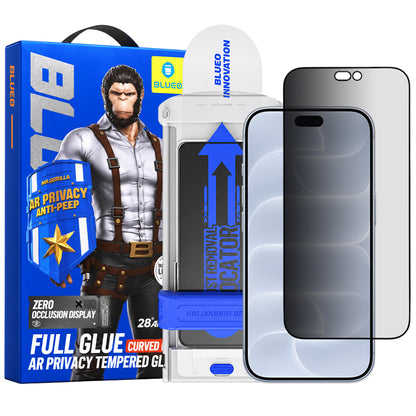 Blueo Privacy Anti-Peep AR Applicator Pro Displayschutzfolie für Apple iPhone 18 Pro, gehärtetes Glas, Full Glue, 3D