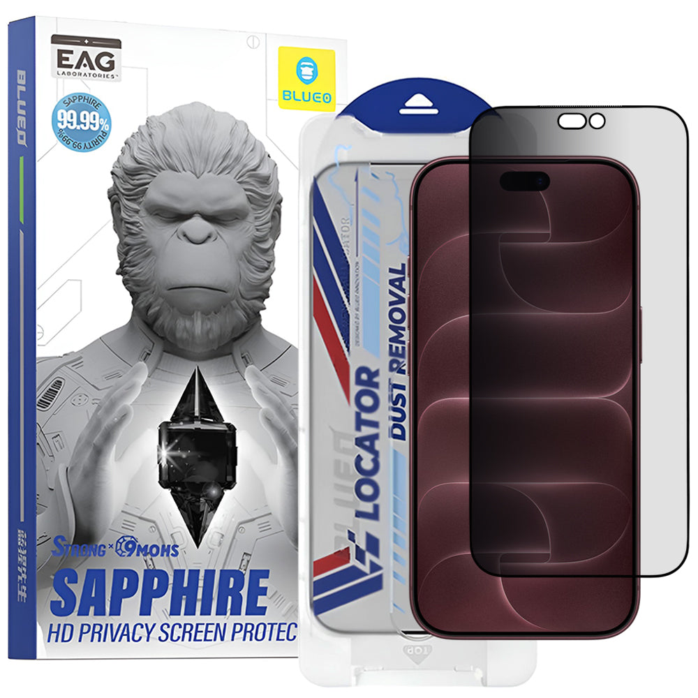 Blueo Premium Sapphire Applicator Privacy-Displayschutzfolie für Apple iPhone 18 Pro Max, gehärtetes Glas, Full Glue