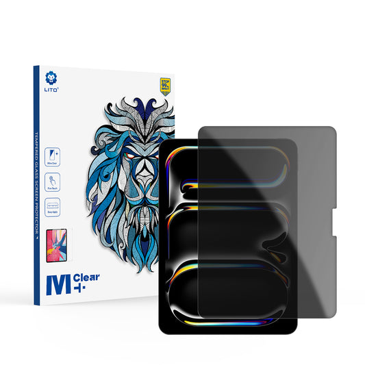 Pellicola protettiva per schermo Privacy Lito Classic per Apple iPad Pro 11 (2024), Vetro temperato, Full Glue, 2.5D