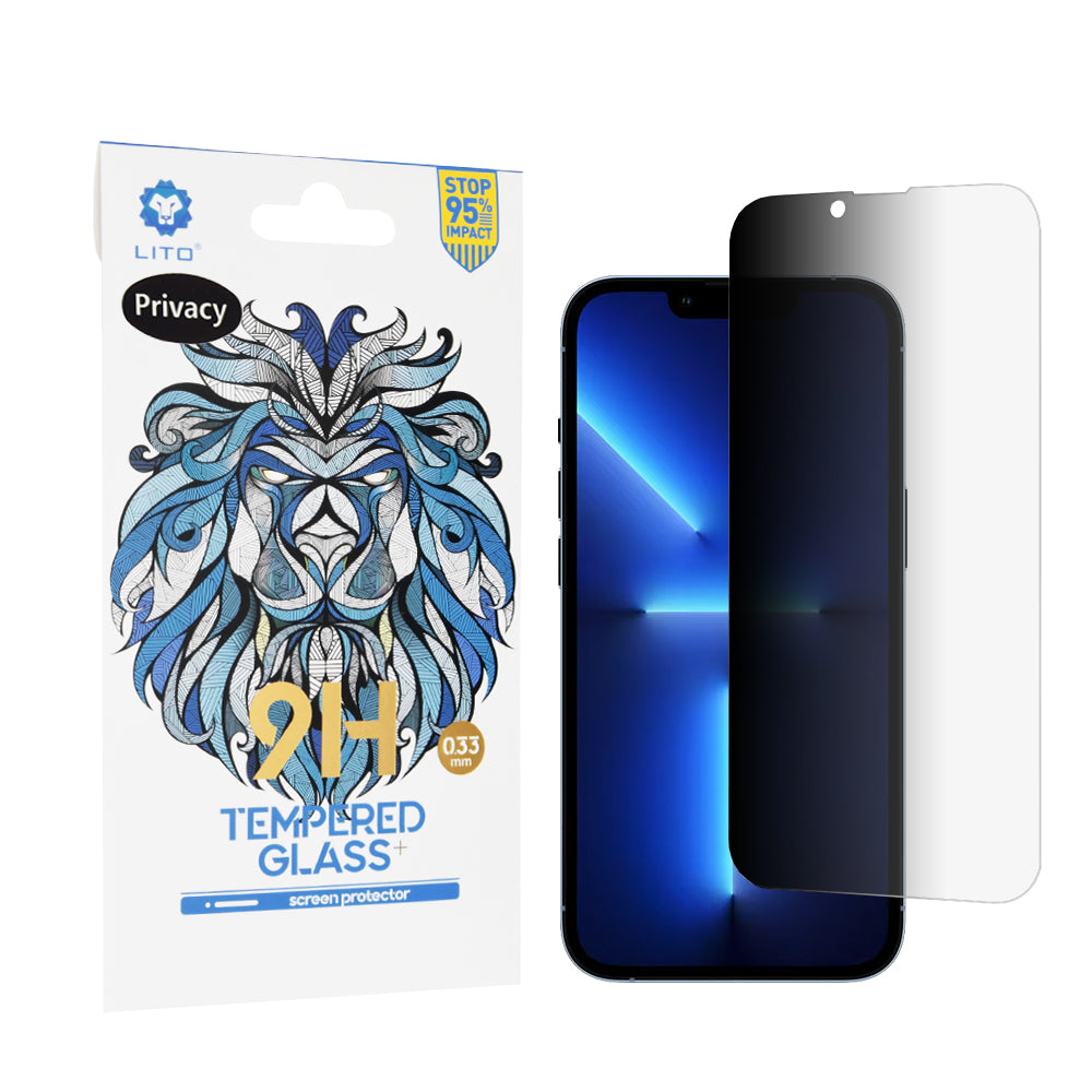Pellicola protettiva per schermo Privacy Lito Classic per Apple iPhone 14 Plus / 13 Pro Max, Vetro temperato, Full Glue, 2.5D
