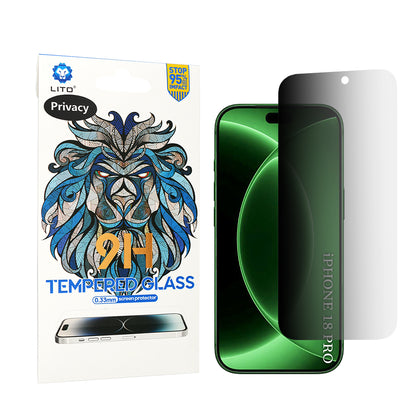 Film de protection d'écran Privacy Lito Classic pour Apple iPhone 18 Pro, Verre trempé, Collage complet, 2.5D
