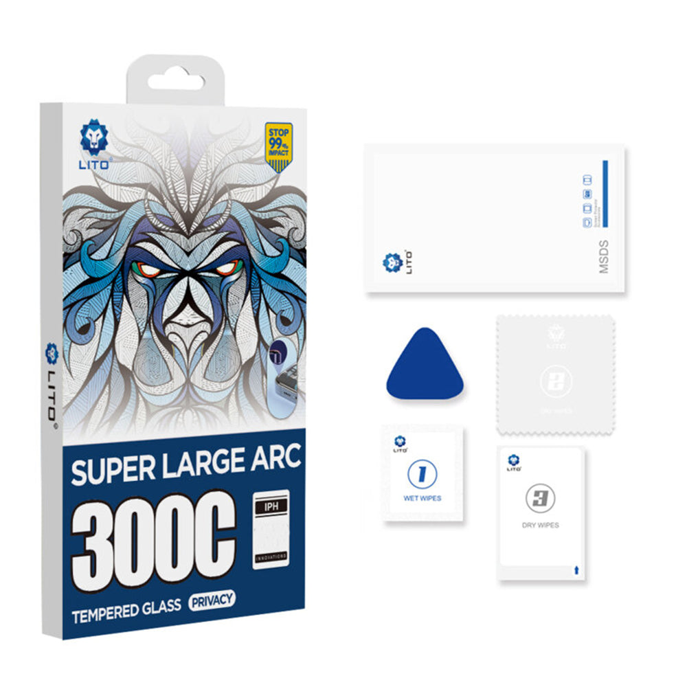 Privacy Screen Protector Lito D+ Max 300C for Apple iPhone 17 Pro Max, Tempered Glass, Full Glue