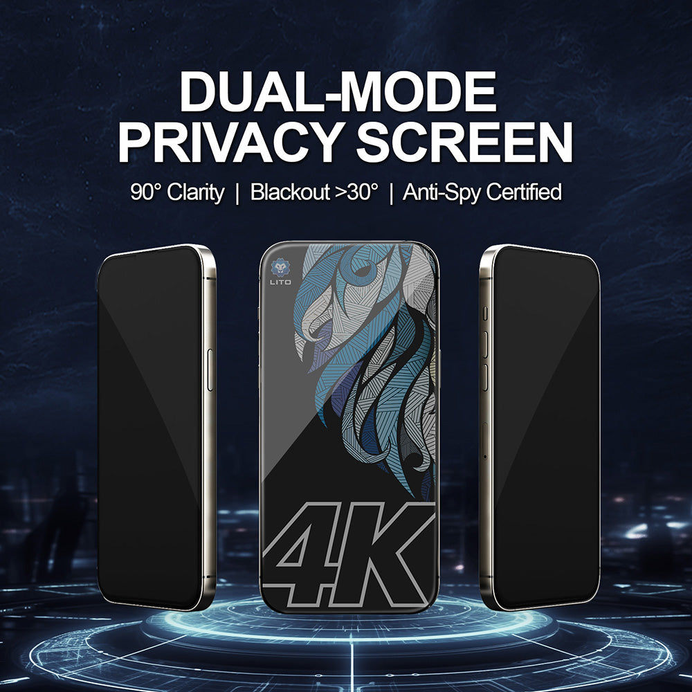 Pellicola Protettiva Schermo Privacy Lito D+ Max 4K per Apple iPhone 17 Pro Max, Vetro Temperato, Full Glue