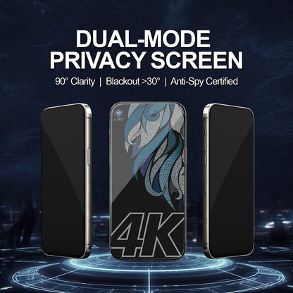 Pellicola Protettiva Schermo Privacy Lito D+ Max 4K per Apple iPhone 17 Pro Max, Vetro Temperato, Full Glue