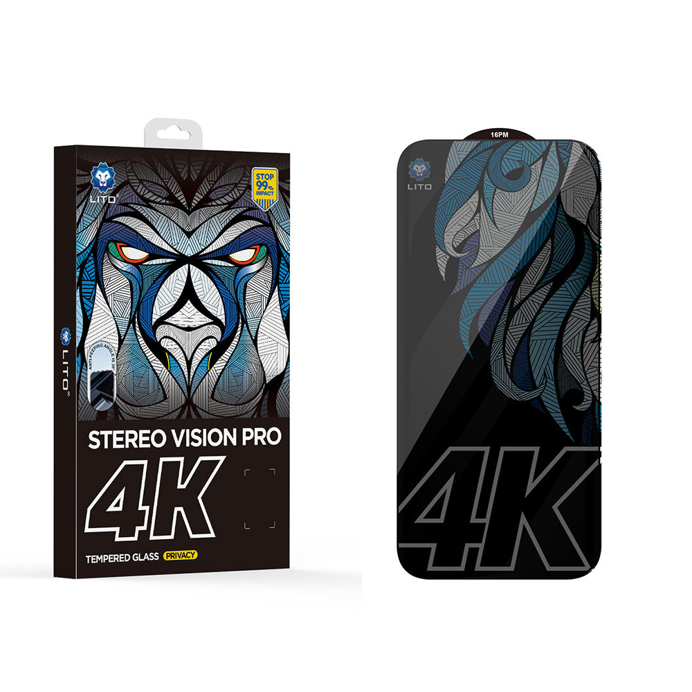 Pellicola Protettiva Schermo Privacy Lito D+ Max 4K per Apple iPhone 17 Pro Max, Vetro Temperato, Full Glue