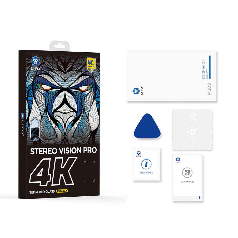 Pellicola Protettiva Schermo Privacy Lito D+ Max 4K per Apple iPhone 17 Pro Max, Vetro Temperato, Full Glue