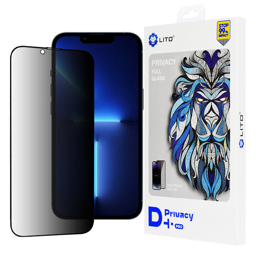 Pellicola protettiva per schermo Privacy Lito D+ Pro per Apple iPhone 14 Plus / 13 Pro Max, Vetro temperato, Full Glue