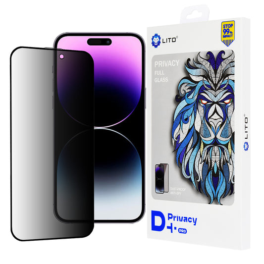 Pellicola protettiva per schermo Privacy Lito D+ Pro per Apple iPhone 14 Pro Max, Vetro temperato, Full Glue