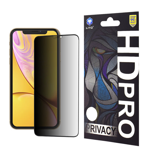 Film de protection d'écran Privacy Lito HD Pro pour Apple iPhone 11 / XR, Verre trempé, Collage intégral