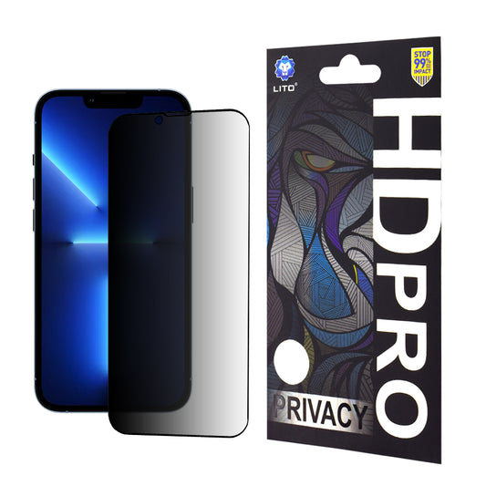 Pellicola protettiva per schermo Privacy Lito HD Pro per Apple iPhone 14 Plus / 13 Pro Max, Vetro temperato, Full Glue