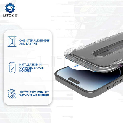 Film de protection écran Privacy Lito Magic Glass Box D+ Tools pour Apple iPhone 17e / 16e / 14 / 13 Pro, Verre Sécurisé, Collage Complet