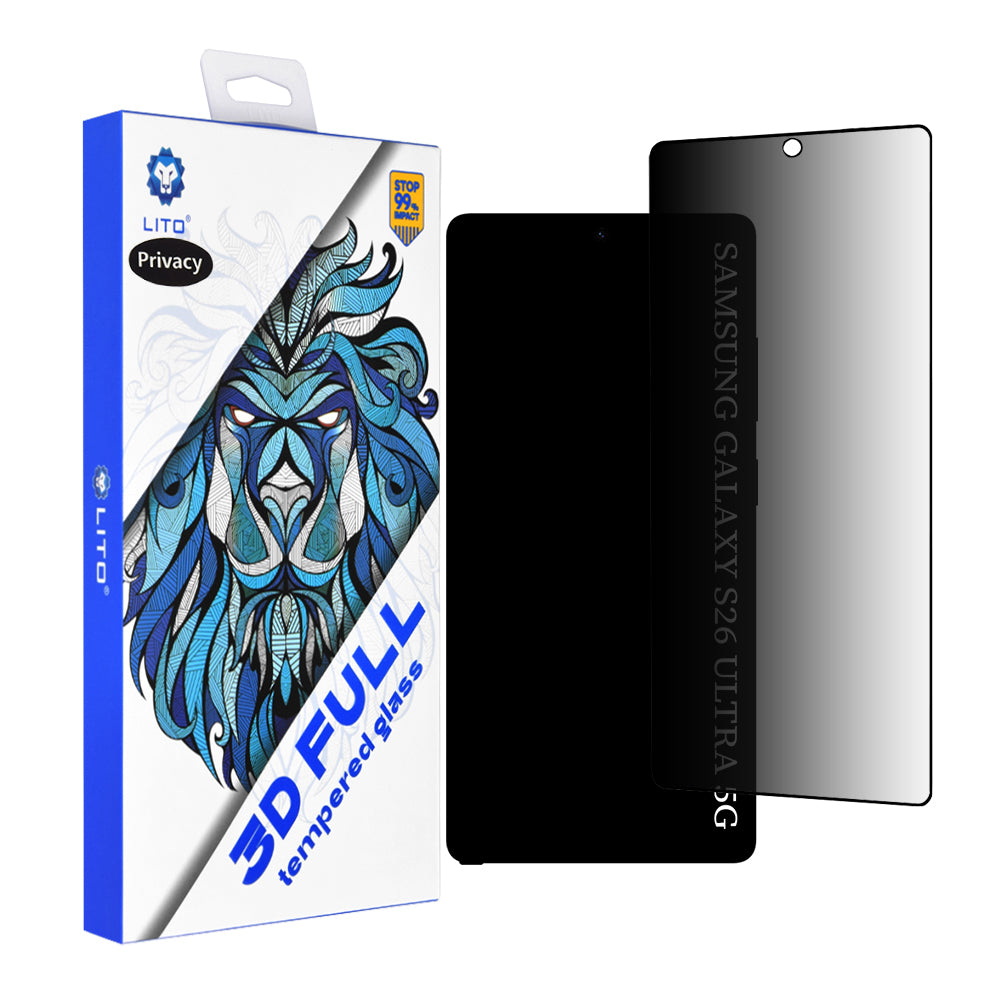 Pellicola Protettiva Privacy Lito per Samsung Galaxy S26 Ultra, Vetro Temperato, Full Glue, 3D