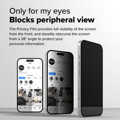 Film de protection d'écran Privacy Ringke Easy Slide pour Apple iPhone 16 Plus / 15 Plus, Verre Trempé, Full Glue, Set de 2 pièces