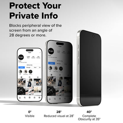Film de protection d'écran Privacy Ringke Easy Slide pour Apple iPhone 17, Verre trempé, Collage complet, Lot de 2 pièces