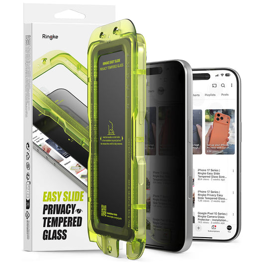 Pellicola protettiva per schermo Privacy Ringke Easy Slide per Apple iPhone 18 Pro Max, vetro temperato, Full Glue, set da 2 pezzi