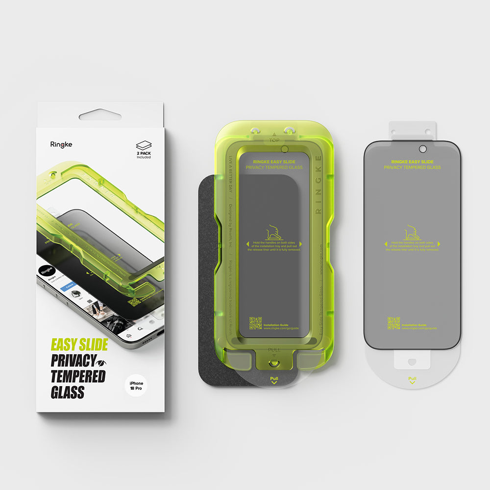 Privacy-Schutzfolie Ringke Easy Slide für Apple iPhone 18 Pro Max, gehärtetes Glas, Full Glue, 2er-Set