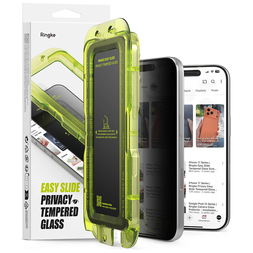 Privacy-Schutzfolie Ringke Easy Slide für Apple iPhone 18 Pro, gehärtetes Glas, Full Glue, 2er-Set