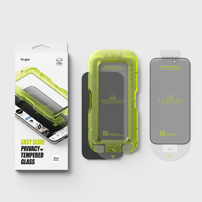 Privacy-Schutzfolie Ringke Easy Slide für Apple iPhone 18 Pro, gehärtetes Glas, Full Glue, 2er-Set