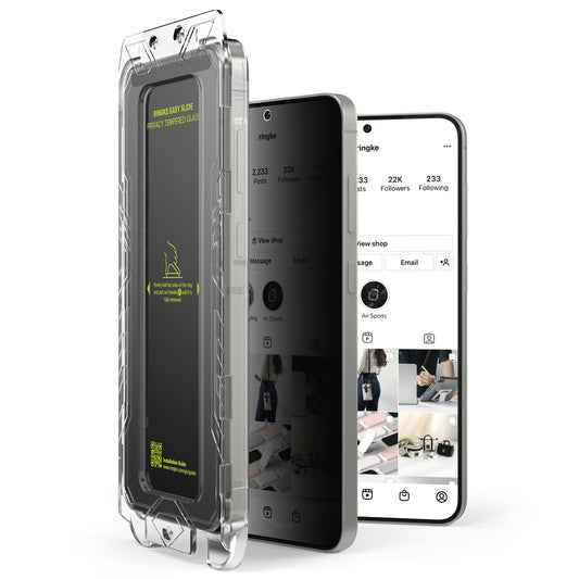 Film de protection d'écran Privacy Ringke Easy Slide pour Samsung Galaxy S25+ S936, Verre trempé, Collage complet, Lot de 2 pièces