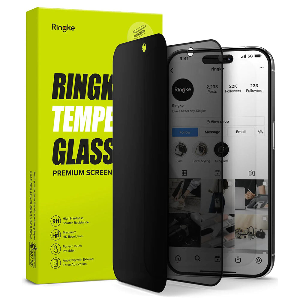 Film de protection Écran Privacy Ringke pour Apple iPhone 15 Pro, Verre Trempé, Full Glue