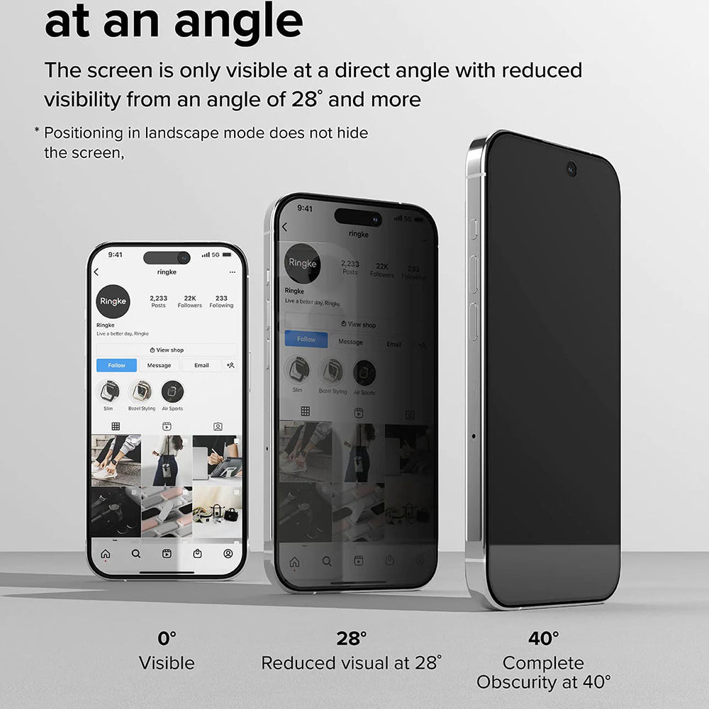Film de protection Écran Privacy Ringke pour Apple iPhone 15 Pro, Verre Trempé, Full Glue