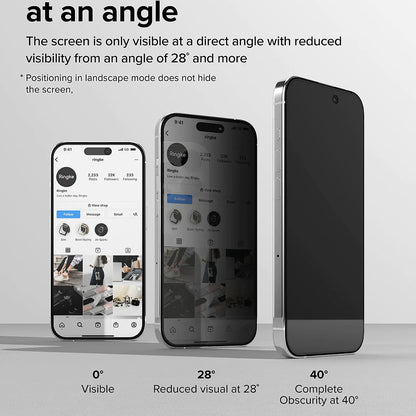 Film de protection Écran Privacy Ringke pour Apple iPhone 15 Pro, Verre Trempé, Full Glue