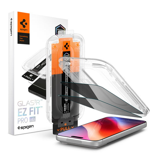 Pellicola protettiva per schermo Privacy Spigen GlastR EZ FIT Pro HD per Apple iPhone 18 Pro Max, Vetro Temperato, Full Glue, Set 2 pezzi AGL12033