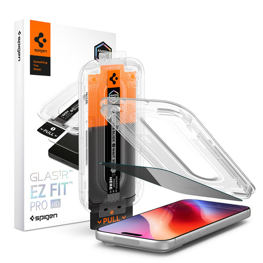Pellicola protettiva per schermo Privacy Spigen GlastR EZ FIT Pro HD per Apple iPhone 18 Pro, Vetro Temperato, Full Glue AGL12028