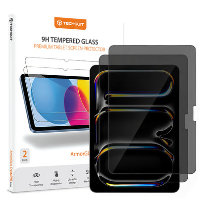 Privacy-Schutzfolie Techsuit ArmorGlass CrystalHD für Apple iPad Pro 11 (2024), gehärtetes Glas, Full Glue, 2 Stück Set
