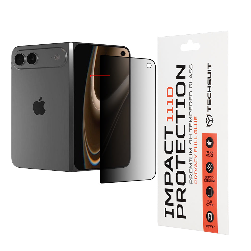 Film de protection d'écran extérieur Privacy Techsuit pour Apple iPhone Ultra, Verre trempé, Collage complet, 111D