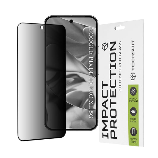 Pellicola protettiva per schermo Privacy Techsuit per Google Pixel 10 Pro XL, Vetro Temperato, Full Glue, 111D