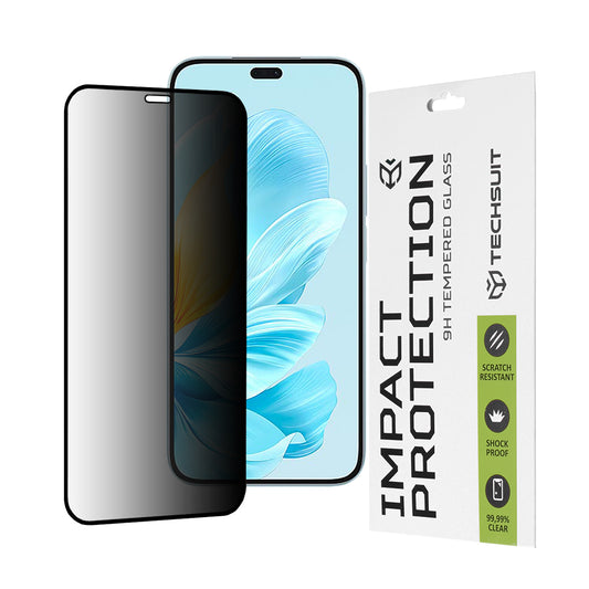 Pellicola protettiva per schermo Privacy Techsuit per Honor 200 Lite, Vetro temperato, Full Glue, 111D