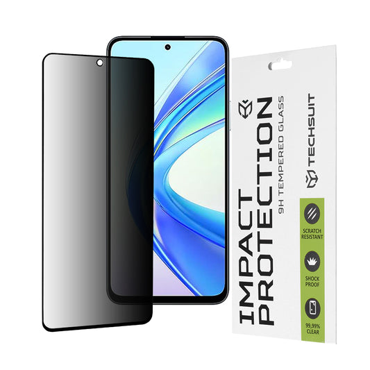Pellicola protettiva per schermo Privacy Techsuit per Honor X7b 5G / 90 Smart / X7b 4G, Vetro Temperato, Full Glue, 111D